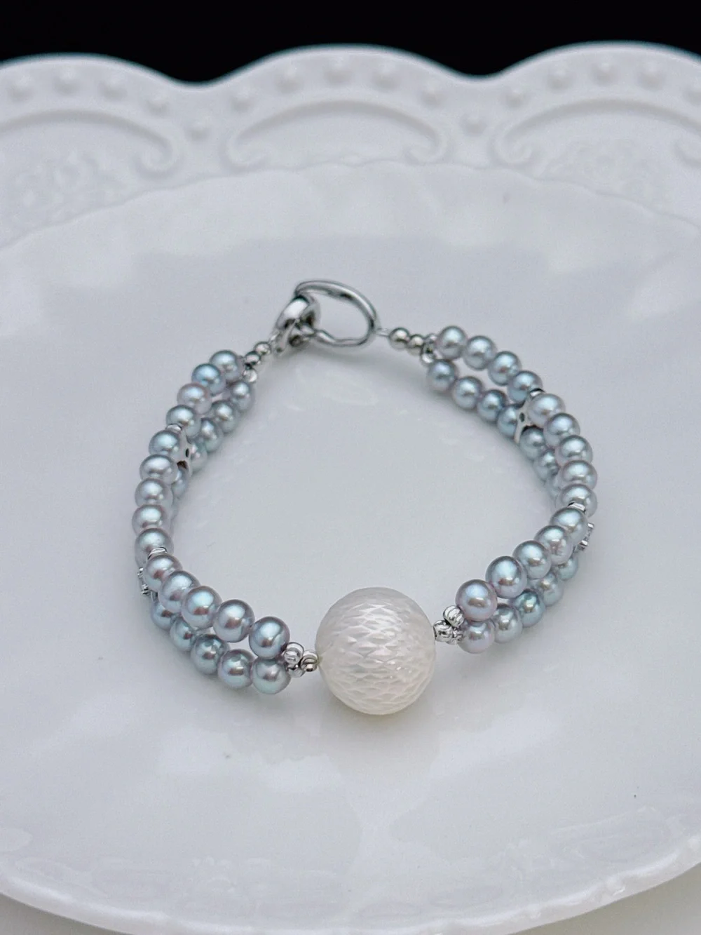 26B517 Handmade High Quality Freshwater Pearl Bracelet 13.8mm Edison Pearl 7”